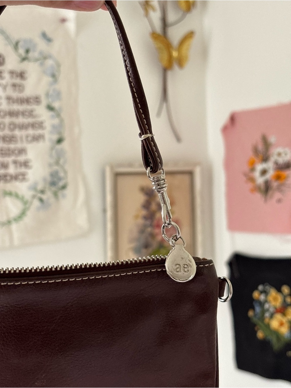 Chocolate Brown Leather Wristlet - Picture 4 of 9